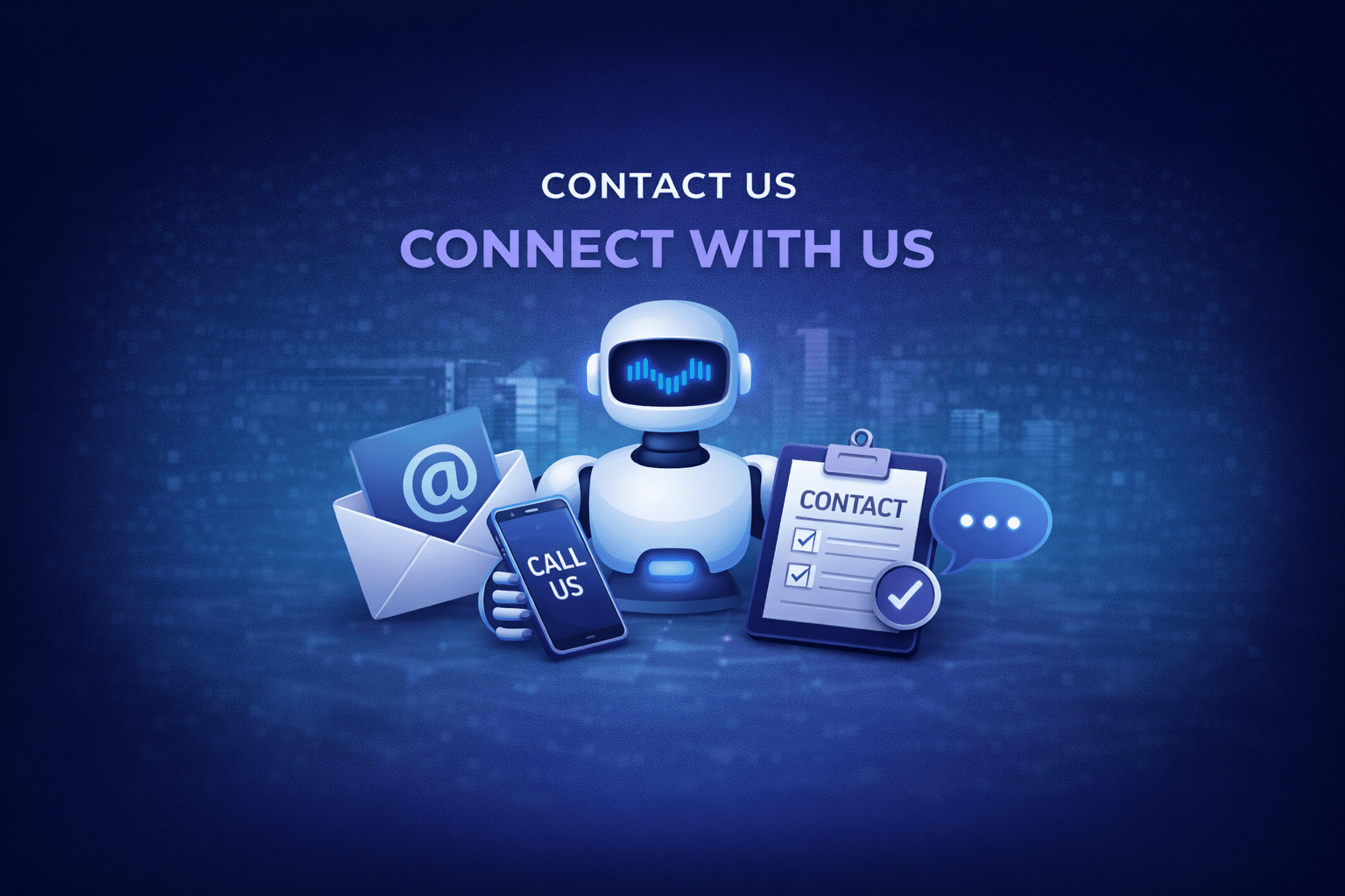 AI assistant helping users connect with commercial real estate experts through email, call, and chat support for faster communication and client engagement.