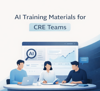 AI training materials for commercial real estate teams displayed through collaborative learning dashboard showing analytics, data insights, and digital tools used for skill development and operational workflow improvement.