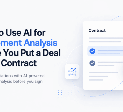 AI contract analysis interface reviewing deal details and risk checks